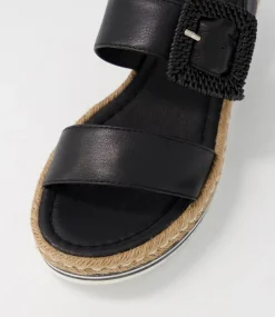 Antons Black Leather Espadrilles