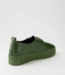 Brenda Khaki Patent Leather Sneakers