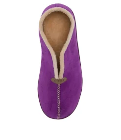 Cuddles W Purple Microsuede Slippers