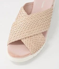 Manal Nude Weave Slides