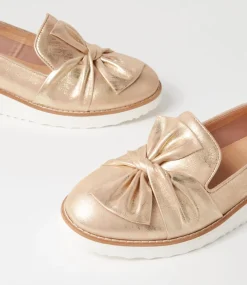 Oclem Old Gold Scratch Leather Flat Shoes