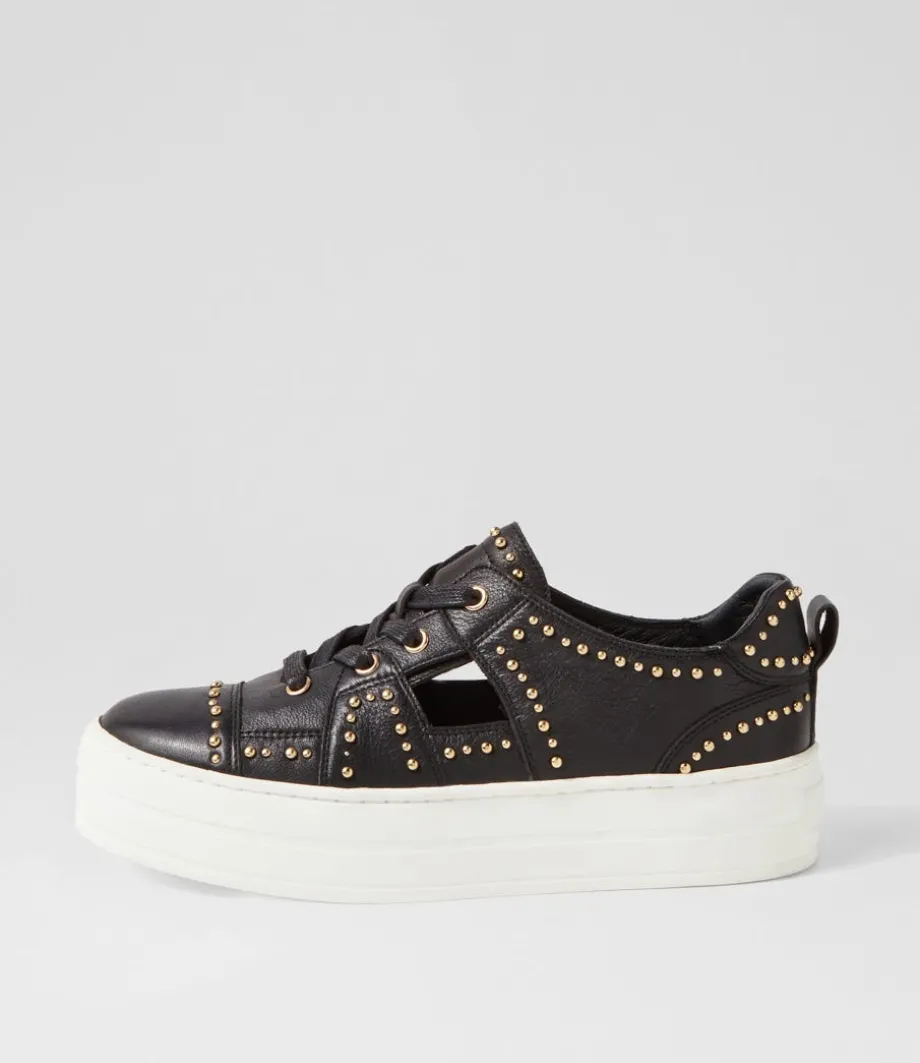 Shedd Black White Leather Sneakers