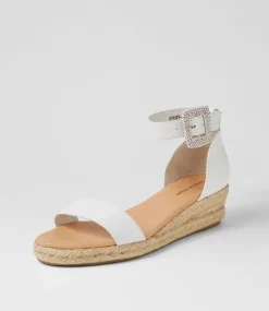Sprout Lrg White Leather Buckle Espadrilles