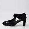 Trinities Black Sparkle Suede Heels