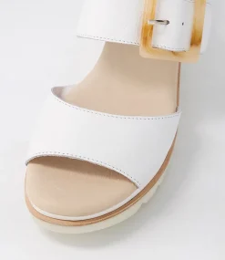 Wacie White Leather Sandals