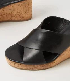 Wevie Black Leather Sandals