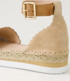 Witteny Latte Tan Suede Leather Espadrilles
